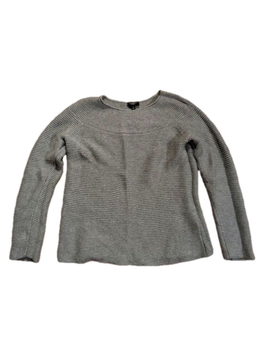 Talbots Petites Grey Ribbed Sweater Small